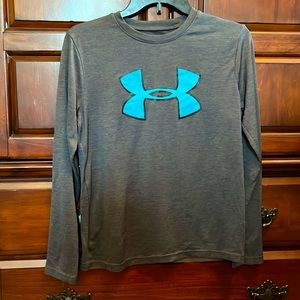 Under Armour workout shirt, Actual color is a dark grey-blue
